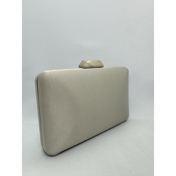 INC International Concepts crystal top handle satin clutch evening bag -Silver - Picture 5 of 8